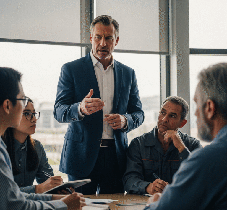 people following instructions like orders of a man